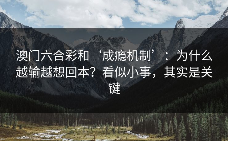 澳门六合彩和‘成瘾机制’：为什么越输越想回本？看似小事，其实是关键