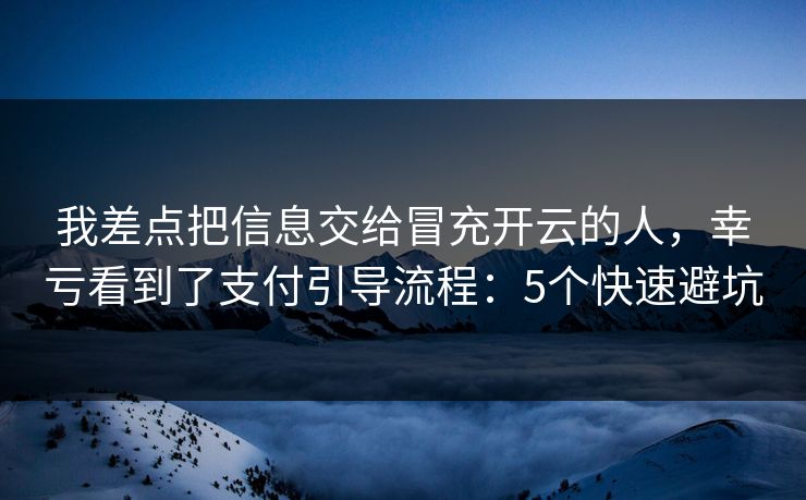 我差点把信息交给冒充开云的人,幸亏看到了支付引导流程:5个快速避坑